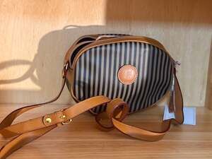 Vintage Lorenzo Striped Coated Canvas Oval Crossbody Bag